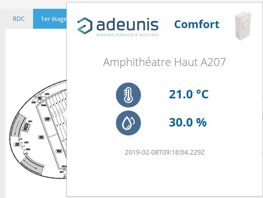 Adeunis ; Réseau IoT ; Réseau public ; Réseau privé : Sigfox ; LoraWan ; Objenious ; Orange ; M-Bus ; Wireless ; Smart Building ; Smart Industry ; Smart City ; Humidité ; Température ; Electricité ; Surveillance ; Consommation ; Compteurs eau